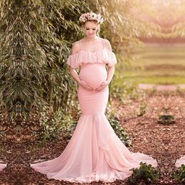 Maternity Dresses Maternity photography props Pregnancy Clothes Cotton Mermaid Trumpet Strapless Maternity Dress shooting photo Pregnant dress T230523