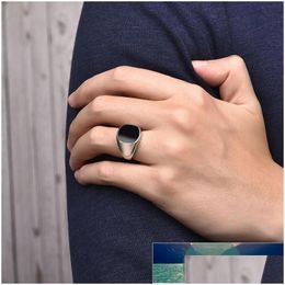 Band Rings Gold Sier Colour Stainless Steel Men Ring Fashion Polished Biker Signet Finger Jewellery Casual For Factory Price Ex Dhgarden Dhwvk