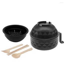 Dinnerware Sets Ramen Bowl Set Japanese Style Eco-Friendly Wheat Straw Noodles With Lid And Handle Soup Microwaveable Salad