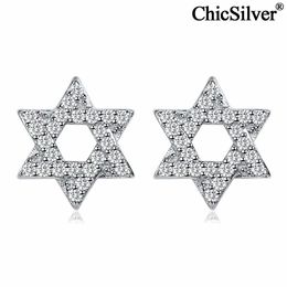 Stud ChicSilver Tiny CZ Star Earrings 925 Sterling Silver Hypoallergenic Tiny Magen Star of David Jewellery Stud Earrings for Women