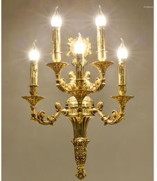 Wall Lamp French-Style Solid Brass Candle Design Construction Decorative Light Stair Balcony 2sizes Lamparas