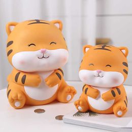 Decorative Objects Figurines New Year of the Tiger Coin Piggy Bank Cartoon Fat Tiger Piggy Bank Money Box Living Room Bedroom Desktop Decoration Ornaments G230523