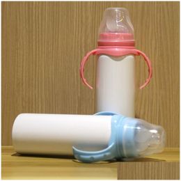 Water Bottles Blank Sublimation Baby Bottle Stainless Steel St Feeding Diy Handle Thermos Cup 8Oz Portable Kettle Drop Delivery Home Dhrsn