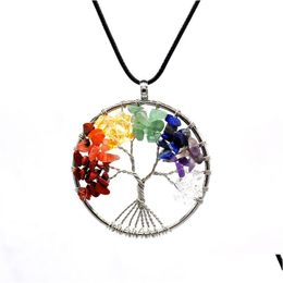 Pendant Necklaces Natural Stone Necklace Crushed Crystal Fashion Jewelry Accessories Drop Delivery Pendants Dhm7U