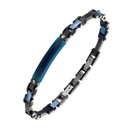 Bangle Moocare Classic Simple Black and Blue Adjustable Length Men's Zircon Jewellery Stainless Steel Ceramic Bracelet