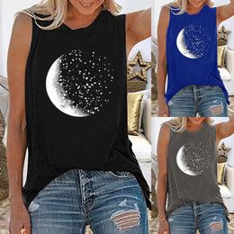 Women's T-Shirt Seeyoushy Moon Print Funny Women T-shirt Sleeveless Vintage Summer Tee Shirt Femme Harajuku Shirt for Women Summer Tops Clothes 230522