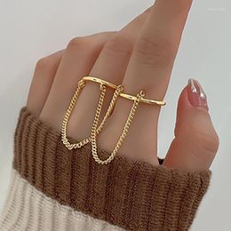 Cluster Rings Chic Simple Chain Link Ring For Women Adjustable Opening Stacking Accessories Fashion Jewellery Drop Items KAR347