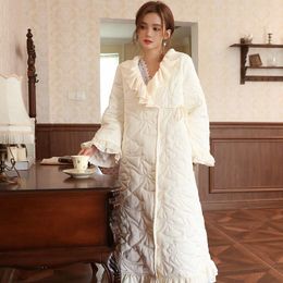 Women's Sleepwear Women Bathrobe Long Sleeved Hooded Robe Plush Loose Keep Warm Polychrome Cotton Winter Night Home Clothes
