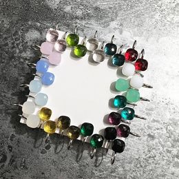 Knot 925 Sterling Silver Candy Style Pendant 22 Colors Crystal Drop Earring For Women Fashion Jewelry DE024