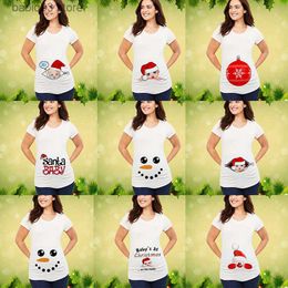 Maternity Tops Tees Christmas Pregnant Shirt Maternity Christmas New Mom Top Women Pregnancy T-shirt Cute Santa Baby Xmas Pregnancy T-Shirt T230523