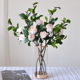 Decorative Flowers Simulation Flower 3 Head Small Tea Rose Fake Home Decoration Floral Art Single Silk Arrangement Po Pography