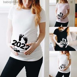Maternity Tops Tees Baby Loading 2022 Printed Pregnant T Shirt Maternity Short Sleeve T-shirt Pregnancy Announcement Shirt New Mom Tshirts Clothes T230523