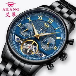 Wristwatches AILANG Calendar Waterproof Fashion Casual Automatic Skeleton Mens Watches Brand Tourbillon Luminous Men's Wrist Watch Week 8823