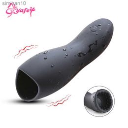 Masturbators Automatic Male Masturbator Cup Black 10 Speed Vibrator Penis Delay Massager Glans Stimulate 18+ Adult Sex Toys For Men L230518