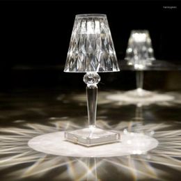 Table Lamps Diamond LED Lamp USB Rechargeable Acrylic Decoration Bedroom Bedside Crystal Desk Gift Touch Switch Night Light
