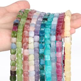 Beads Other 8mm Natural Amazonite Amethysts Tourmaline Apatite Jades Stone Cube Spacer For Jewellery Making Diy Bracelet Accessories