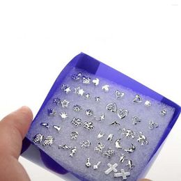 Stud Earrings 2 Sets 24-pair Different Shape Fashion Plastic Ear Studs Mix Boxed Set Sliver Body Piercing Jewellery