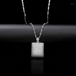 Pendant Necklaces Crystal Zircon Square Design Necklace For Women Luxury Wedding Jewellery Silver Colour Pendants With Gift Bag Or Box