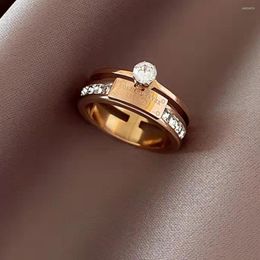 Cluster Rings European And American Titanium Steel Double-layer Ring Niche Simple Light Luxury Letter Personality Index Finger Ring.