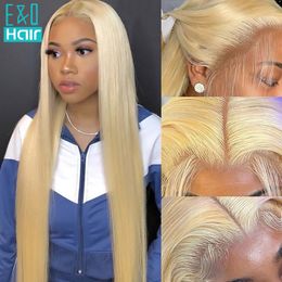 613 Honey Blonde Colored Brazilian Bone Straight 13x6 Lace Front Wigs Blonde HD Transparent Lace Human Hair Wig