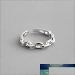 Band Rings New Fashion Simple Personality Chain Shaped 925 Sterling Sier Not Allergic Hollow Fine Adjustable Opening R173 Fa Dhgarden Dhx3J