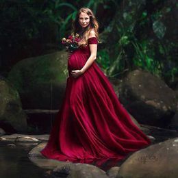 Maternity Dresses Elegant Maternity Dresses for Photo Shoot Sexy V Neck Off Shoulder Pregnancy Photography Dress Pregnant Women Party Maxi Dress T230523