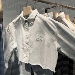 Women's Blouses & Shirts Designer Cropped Denim Coat Shorts For Women Letter Embroidery Tops High Waist Short Pants Clothes