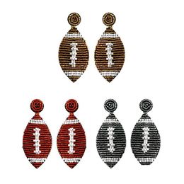 Charm Handmade Rice Bead Football Earrings Vintage Bohemian Ear Studs Fashion Accessories Drop Delivery Jewellery Dhhff