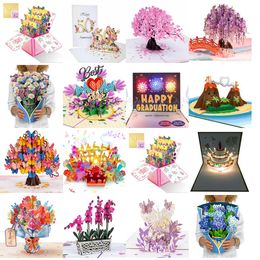 Greeting Cards Purple Butterfly Birthday Pop Up Card Flower 3D Gift For Women Wife Girl Daughter Mothers Day Thinking Of You Anniver Amuoh