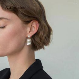 Dangle Earrings Baroque 15-25mm Natural Freshwater Shaped Pearl Retro Irregular Double Beaded Temperament Premium Women's Jewellery Gift