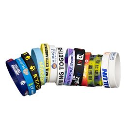 Bracelets 50PCS Personalised Silicone Bracelet Engraved Armband Printed Custom Wristband DIY Bands with Your for Wedding Gift