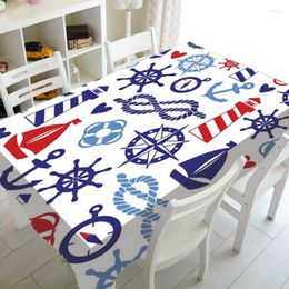 Table Cloth Nordic Blue Sailor Print Rectangular Tablecloth Waterproof Restaurant Coffee Wedding Decoration Nappe De