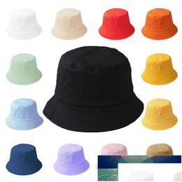 Cloches Solid Bucket Hat Women/Men Panama For Child Cotton Casual Fishermans Hats Outdoor Sunsn Fishing Hip Hop Sun Caps Fac Dhgarden Dh7Rr