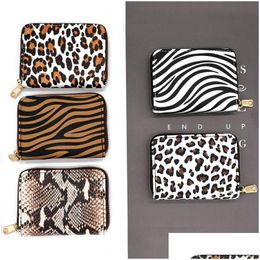 Storage Bags Leather Zero Wallet Large Capacity Leopard Print Change Bag Drop Delivery Home Garden Housekee Organisation Dhaqg