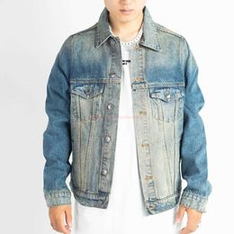 Designer Clothing Amires AM Amies Denim Wash Hot Diamond Small Back Letter Printed Embroidered Coat B Family Loose Jacket Fashion Casual