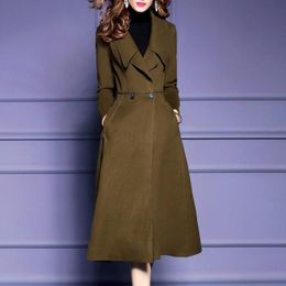 Women's Wool & Blends Double Two Side Winter Cashmere Overcoat Women Elegant High Quality Long Woollen Slim Coat Jacket Ladies Outerwear Plus