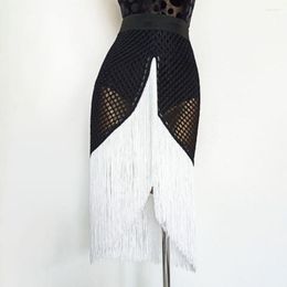 Stage Wear 2023 TL913 Long Tassel Design Women Latin Dance Dress Female Skirt For Performance Ballroom Dancing Costume