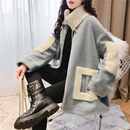 Women's Wool & Blends 2023 Korean Autumn And Winter Lamb Coat Clothing All-match Mid-length Plus Velvet Parka Coats Jackets Women