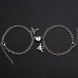 Link Bracelets Chain Taigang Couple Bracelet Stainless Steel Simple Heart-shaped Magnet Attractive Lock Key For Men And Women Evil EyeLink