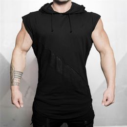 Men's Tank Tops Men Bodybuilding Stringer Tank Top with hooded Mens Gyms Clothing Fitness Mens Sleeveless Vests Cotton Singlets Muscle Tankops 230522