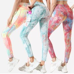 Women's Leggings Skin-friendly Legging Nude Pocket Yoga Pants Female High Waist Fitness Tie-dye Hip-lifting Sexy Women Clothing