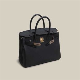 Tote Bag Top Layer Platinum Cowhide Togo Lychee Grain Leather Women's Advanced Feeling Handbag One Shoulder Cross Body