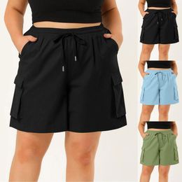 Women's Shorts Womens Summer Thin Cargo Pants Pocket Drawstring Casual Large