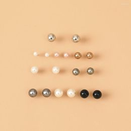 Stud Earrings 9psc Fashion Imitation Pearl Round For Women Simple Ladies Party Gift Set Jewellery Wholesale Direct Sale