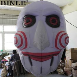 Festival airblown scary inflatable clown mask ghost head with led lights for halloween decoration