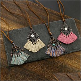 Pendant Necklaces Bohemian Tassel Shell Crystal Decorative Vintage Geometric Necklace Drop Delivery Jewellery Pendants Dhwt6