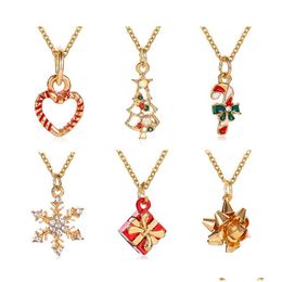 Pendant Necklaces Christmas Gift Necklace Heart Shaped Snowflake Drop Oil Party Decorate Fashion Accessories Delivery Jewelry Pendant Dhatp