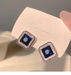 S3693 Fashion Jewelry Geometric Square Stud Earrings For Women S925 Silver Post Rhinstone Retro Earrings