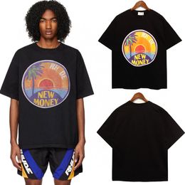 23ss Spring Summer New SUNSET TEE New Money Sunset Graphics Half Sleeve Mens Los Angeles Fashion Brand Letter Printing Couple Short Sleeve T-shirt