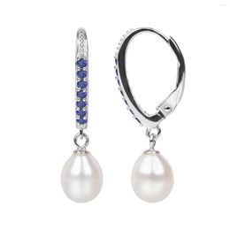 Dangle Earrings Freshwater Cultured Pearl Drop With 925 Sterling Silver Leverback Mini Cubic Zirconia Paved For Women Girls Trendy Gift